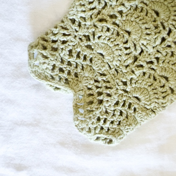 Vintage Green Crochet Sweater Size Large Boho Chic Layer Lagenlook - Picture 7 of 12